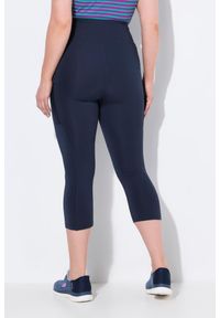 ULLA POPKEN - Damskie Legginsy 3/4 długość do łydek wysoki stan szybkoschnący materiał. Stan: podwyższony. Kolekcja: plus size. Kolor: niebieski. Materiał: elastan, poliester, materiał. Długość: do łydek