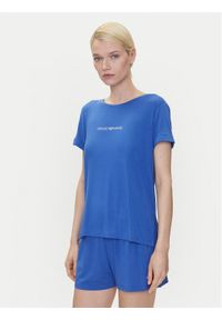 Emporio Armani T-Shirt EW000780 AF12192 UA012 Niebieski Regular Fit. Kolor: niebieski. Materiał: wiskoza