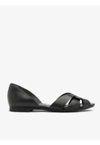 Ryłko - Czarne sandały damskie płaskie. Kolor: czarny. Materiał: skóra. Styl: street, elegancki #1