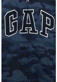 GAP bluza dziecięca kolor granatowy z kapturem z aplikacją. Typ kołnierza: kaptur. Kolor: niebieski. Materiał: dzianina, poliester. Wzór: aplikacja