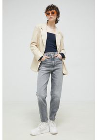 Tommy Jeans jeansy Mom Jean damskie high waist. Stan: podwyższony. Kolor: szary #2