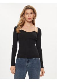 Blugirl Blumarine Sweter RA3175-MA55N Czarny Slim Fit. Kolor: czarny. Materiał: wiskoza