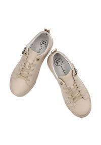 Beżowe Sneakersy Filippo Modne Obuwie Damskie. Okazja: na co dzień. Kolor: beżowy. Materiał: guma, jeans, materiał, skóra. Wzór: aplikacja #5