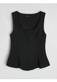 Sinsay - Bluzka slim bez rękawów - czarny. Kolor: czarny. Długość rękawa: bez rękawów