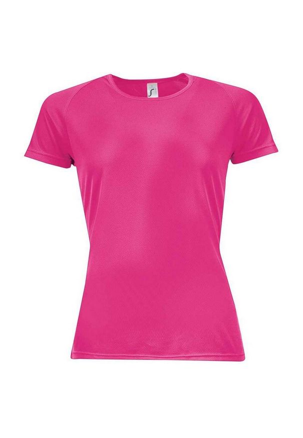 SOL'S - Koszulka Damska Sportowa Raglanowa. Kolor: czerwony, wielokolorowy, różowy. Długość rękawa: raglanowy rękaw. Sport: turystyka piesza