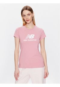 New Balance T-Shirt Essentials Stacked Logo WT31546 Różowy Athletic Fit. Kolor: różowy. Materiał: bawełna #1