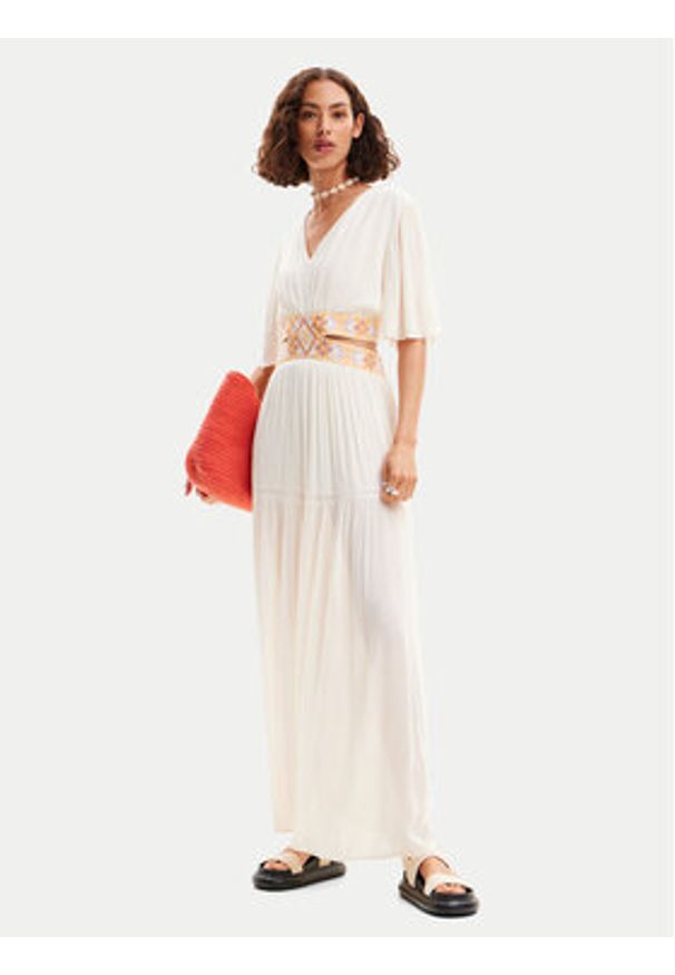 Desigual Sukienka letnia Minelli 24SWVW24 Écru Regular Fit. Materiał: wiskoza. Sezon: lato