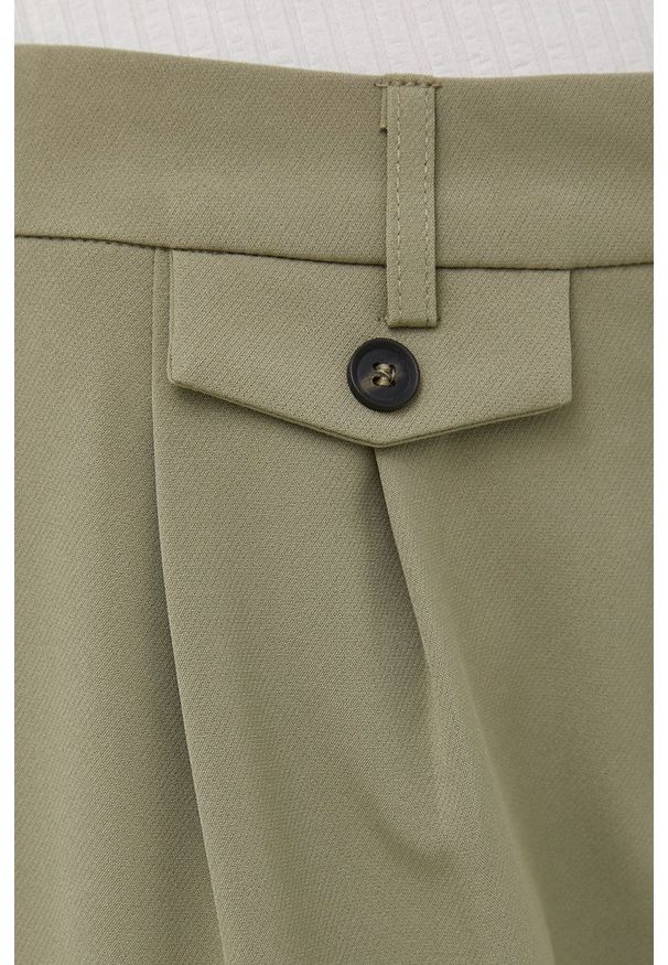 only - Only spodnie damskie kolor zielony proste high waist. Okazja: na co dzień. Stan: podwyższony. Kolor: zielony. Materiał: poliester, tkanina. Styl: casual