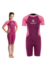 Pianka do pływania dziecięca AQUASTIC Wavey Jrg 2 mm. Kolor: różowy #1