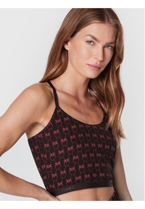 Pinko Top Harbour 1 Al 22-23 BLK01 1G180U 8583 Czarny Slim Fit. Kolor: czarny. Materiał: syntetyk