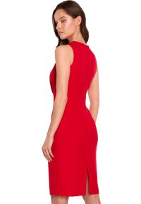 Sukienki.shop - Sukienka ołówkowa na wesele elegancka wieczorowa czerwona. Okazja: na ślub cywilny, na wesele. Kolor: czerwony. Typ sukienki: ołówkowe. Styl: wizytowy, elegancki
