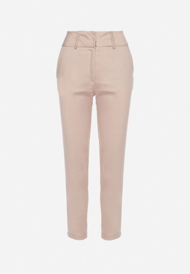 Born2be - Beżowe Eleganckie Spodnie Cygaretki z Wysoką Talią Sinvara. Okazja: na spotkanie biznesowe, do pracy, na co dzień. Stan: podwyższony. Kolor: beżowy. Styl: elegancki