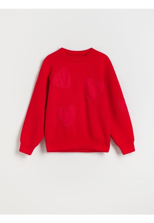 Reserved - Bluza w serca - czerwony. Kolor: czerwony. Materiał: bawełna