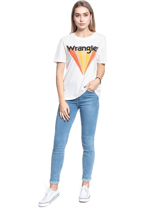 Wrangler - T-SHIRT DAMSKI WRANGLER BOYFRIEND TEE OFFWHITE W7019EA02 112130896