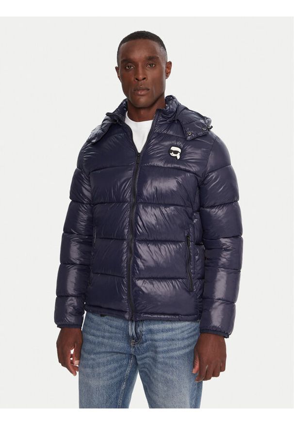Karl Lagerfeld - KARL LAGERFELD Kurtka zimowa 505022 554590 Granatowy Regular Fit. Typ kołnierza: dekolt w karo. Kolor: niebieski. Materiał: syntetyk. Sezon: zima