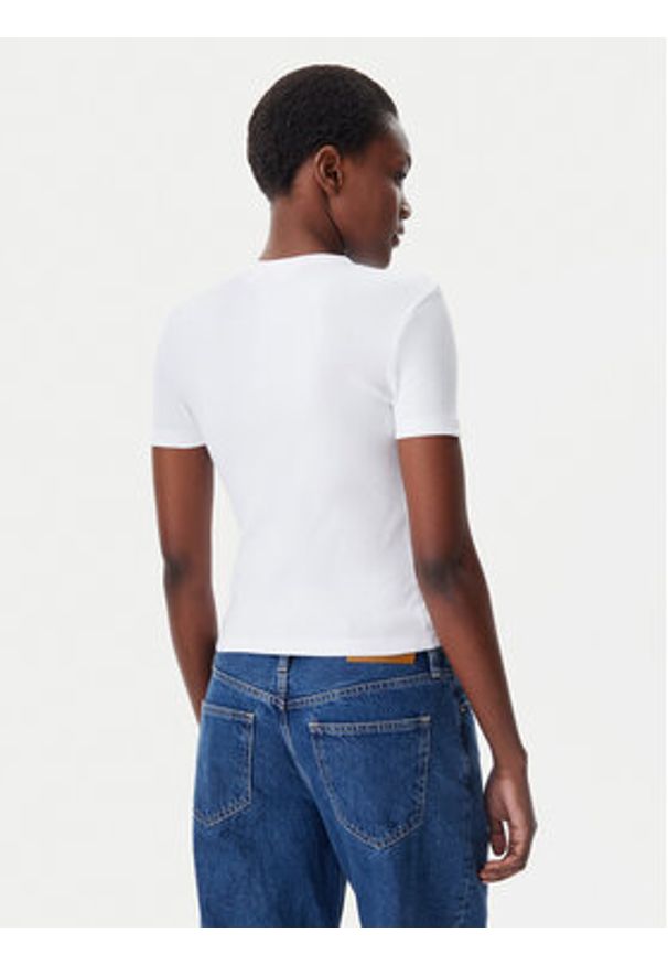 Calvin Klein Jeans T-Shirt J20J225245 Biały Slim Fit. Kolor: biały. Materiał: bawełna
