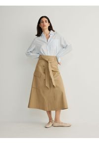 Reserved - Bawełniana spódnica maxi - beżowy. Kolor: beżowy. Materiał: bawełna