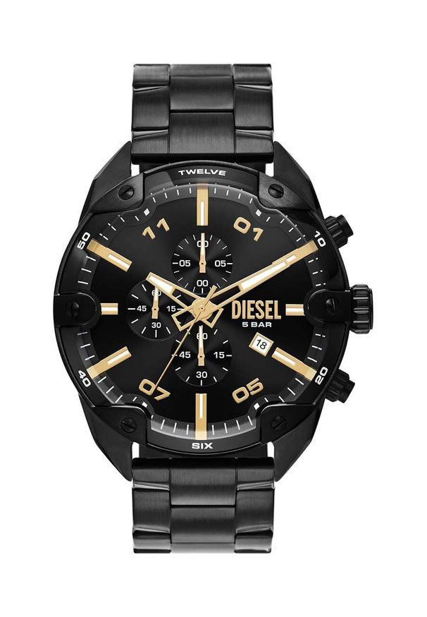 Diesel zegarek męski kolor czarny. Kolor: czarny. Materiał: materiał