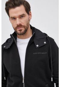 Karl Lagerfeld Bluza męska kolor czarny z kapturem gładka. Okazja: na co dzień. Typ kołnierza: kaptur. Kolor: czarny. Wzór: gładki. Styl: casual #3