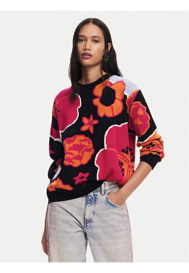 Desigual Sweter Niagara 24WWJF32 Kolorowy Regular Fit. Materiał: wiskoza. Wzór: kolorowy