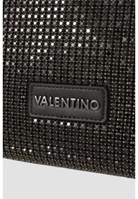 Valentino by Mario Valentino - VALENTINO Czarna damska torebka z cyrkoniami Nabilah Pochette. Kolor: czarny. Wzór: paski, aplikacja #6