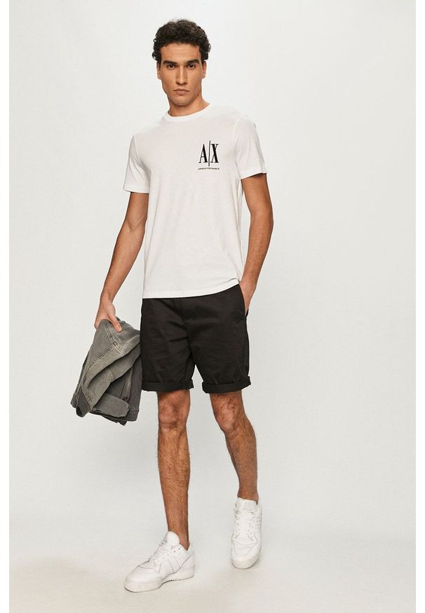 Armani Exchange - T-shirt. Okazja: na co dzień. Kolor: biały. Wzór: nadruk. Styl: casual