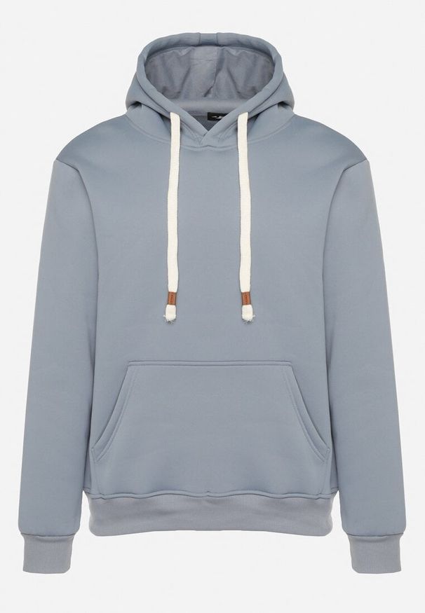 Born2be - Jasnoniebieska Bluza z Bawełną Kapturem i Kieszenią Typu Kangurek Norrise. Okazja: na co dzień. Kolor: niebieski. Materiał: bawełna. Styl: casual, elegancki