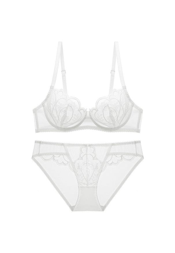 Intica - Komplet bielizny prześwitującej z delikatnych materiałów Harmke. Kolor: biały. Materiał: materiał