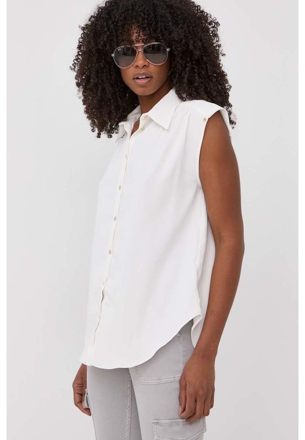 Nissa koszula damska kolor biały. Kolor: biały. Materiał: tkanina. Długość: długie