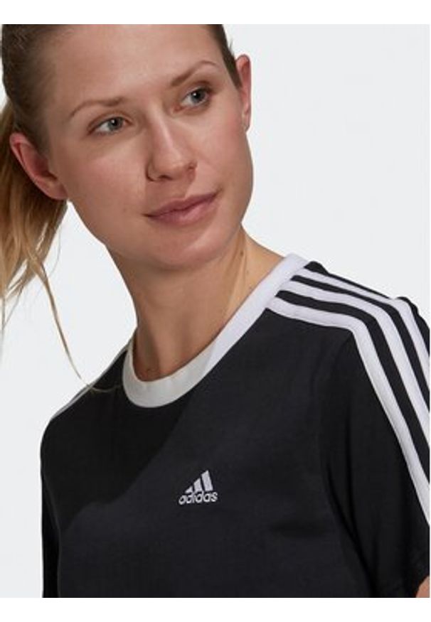 Adidas - adidas T-Shirt Essentials 3-Stripes GS1379 Czarny Loose Fit. Kolor: czarny. Materiał: bawełna