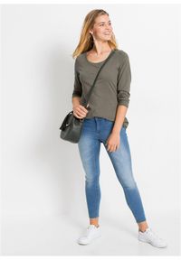 bonprix - Bawełniana bluzka z długim rękawem. Kolor: zielony. Materiał: bawełna. Długość rękawa: długi rękaw. Długość: długie #2