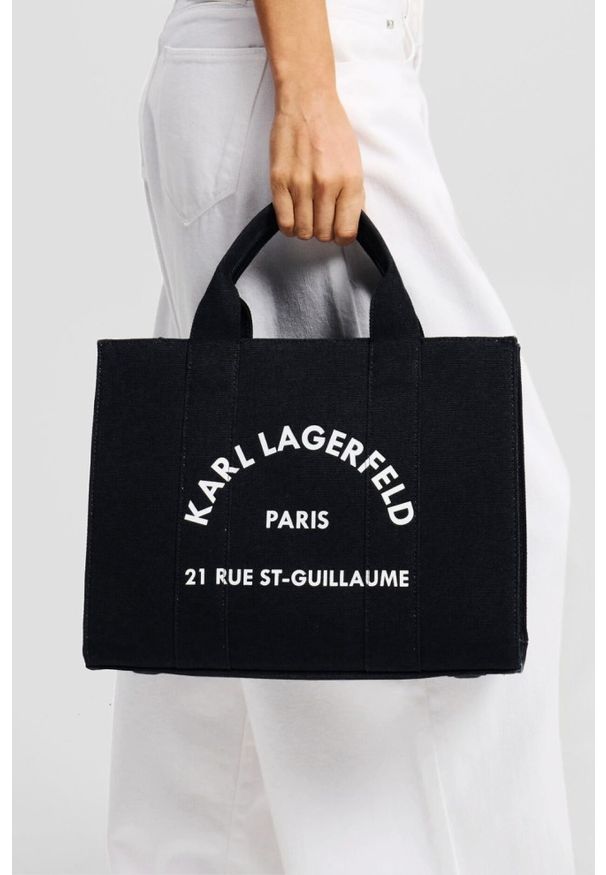 Karl Lagerfeld - KARL LAGERFELD Сzarna bawełniana damska torebka. Kolor: czarny. Styl: klasyczny