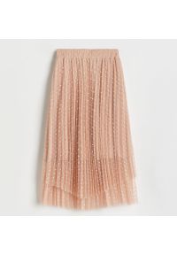 Reserved - Rozkloszowana spódnica midi - Różowy. Kolor: różowy