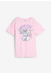 bonprix - Koszulka Disney Stitch z czystej bawełny. Kolor: różowy. Materiał: bawełna. Wzór: motyw z bajki