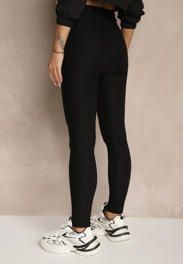 Renee - Czarne Spodnie z Bawełną i Sznurowaniem Purrena. Okazja: na co dzień. Kolor: czarny. Materiał: bawełna. Styl: casual, elegancki