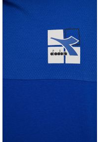 Diadora bluza męska z kapturem z nadrukiem. Typ kołnierza: kaptur. Kolor: niebieski. Wzór: nadruk #5