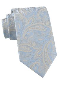 Elegancki Krawat Chattier - Beż z Błękitem, Wzór Paisley. Kolor: wielokolorowy. Materiał: tkanina. Wzór: paisley. Styl: elegancki #1