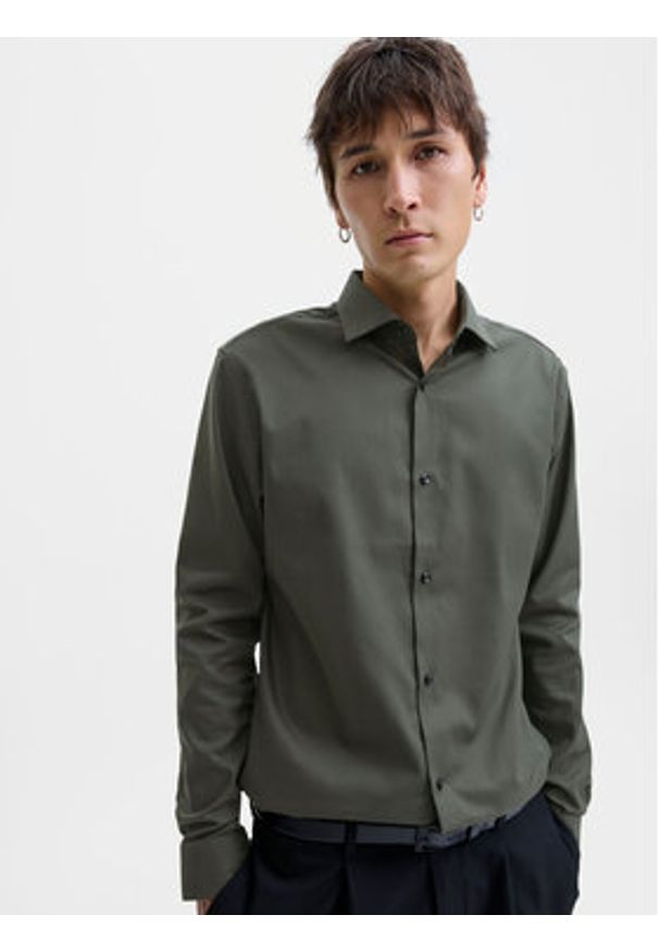 Jack & Jones Koszula Parker 12227385 Zielony Slim Fit. Kolor: zielony. Materiał: bawełna