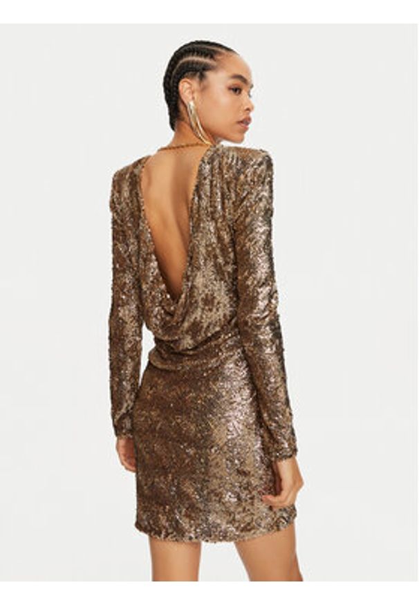 Elisabetta Franchi Sukienka koktajlowa AR-57J-47E2-V900 Złoty Regular Fit. Kolor: złoty. Materiał: syntetyk. Styl: wizytowy