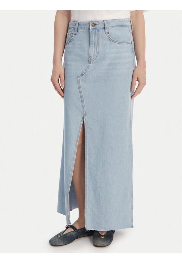 Guess Jeans Spódnica jeansowa W6GD52 D7902 Niebieski Regular Fit. Kolor: niebieski. Materiał: lyocell