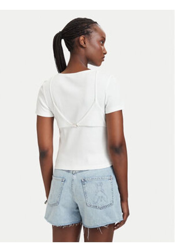 Patrizia Pepe T-Shirt 2M4522/J407-W146 Biały Slim Fit. Kolor: biały. Materiał: bawełna