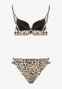 Born2be - Beżowe Bikini w Panterkę Biustonosz i Majtki Figi z Wycięciami Savettea. Kolor: beżowy. Wzór: motyw zwierzęcy #5