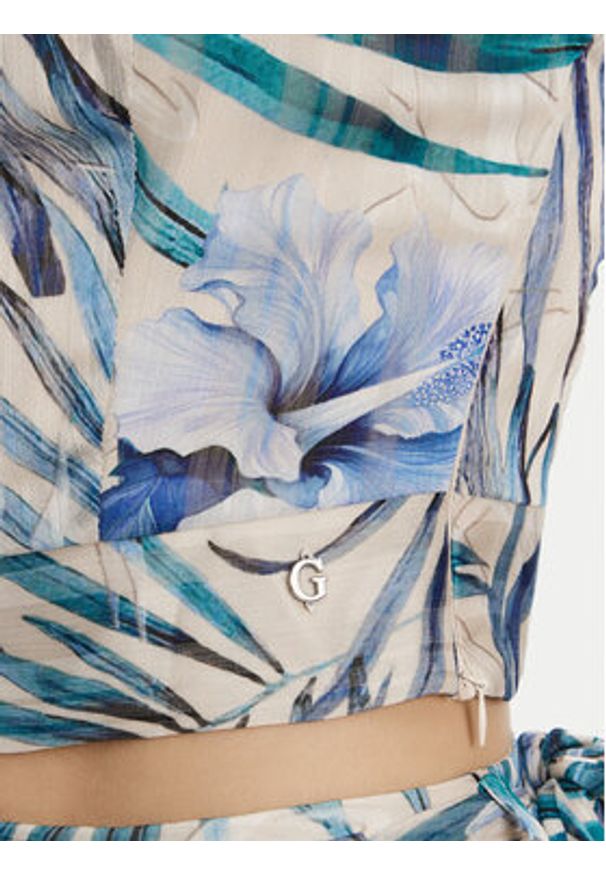 Guess Top W5GH74 WH9Z2 Niebieski Slim Fit. Kolor: niebieski. Materiał: wiskoza