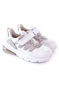 Dziecięce Sportowe Buty Na Rzep ABCKIDS Biało-Srebrne białe. Zapięcie: rzepy. Kolor: biały. Materiał: materiał