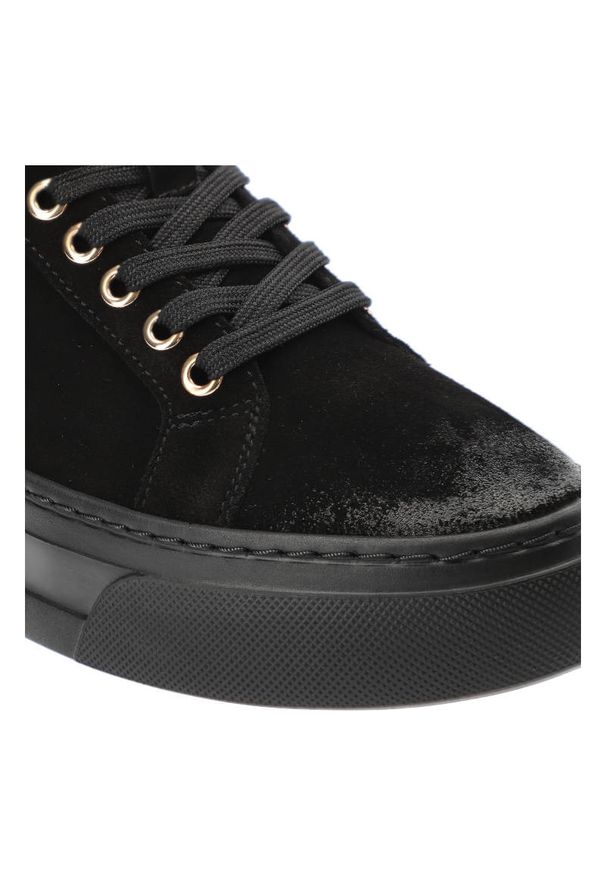 Czarne Sneakersy CheBello Wygodne Skórzane Buty Damskie. Kolor: czarny. Materiał: skóra. Szerokość cholewki: normalna. Styl: sportowy