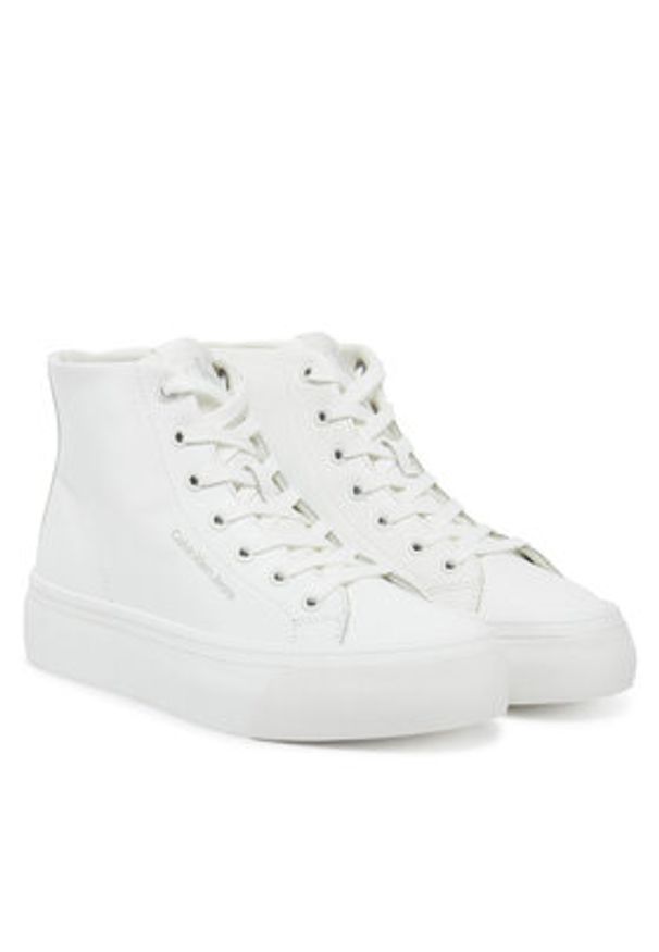 Calvin Klein Jeans Sneakersy Vulc Flatform Mid Mg Lth YW0YW01741 Biały. Kolor: biały. Materiał: skóra