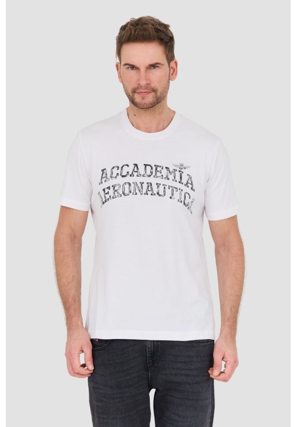 Aeronautica Militare - AERONAUTICA MILITARE Biały bawelniany męski t-shirt M.C., Rozmiar XL. Kolor: biały
