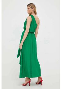 Pinko sukienka kolor zielony maxi rozkloszowana. Kolor: zielony. Materiał: tkanina. Typ sukienki: rozkloszowane. Długość: maxi #5