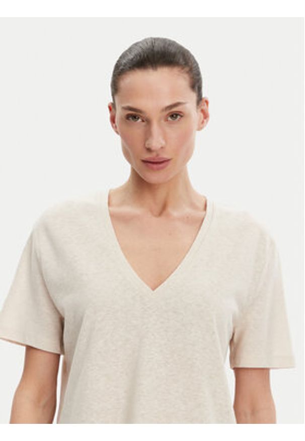 ACCESS FASHION T-Shirt 53-2148-611 Beżowy Regular Fit. Kolor: beżowy. Materiał: bawełna