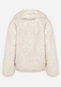 Born2be - Beżowa Kurtka Futerko z Ozdobnym Kołnierzem Devrenna. Okazja: na co dzień. Kolor: biały. Materiał: futro. Sezon: zima. Styl: elegancki, casual, klasyczny #6